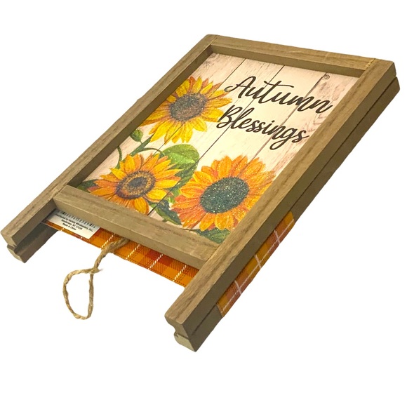 Autumn Blessings Table Decor Fall Flowers Easel Write On Blackboard 2 Sided - Picture 8 of 10
